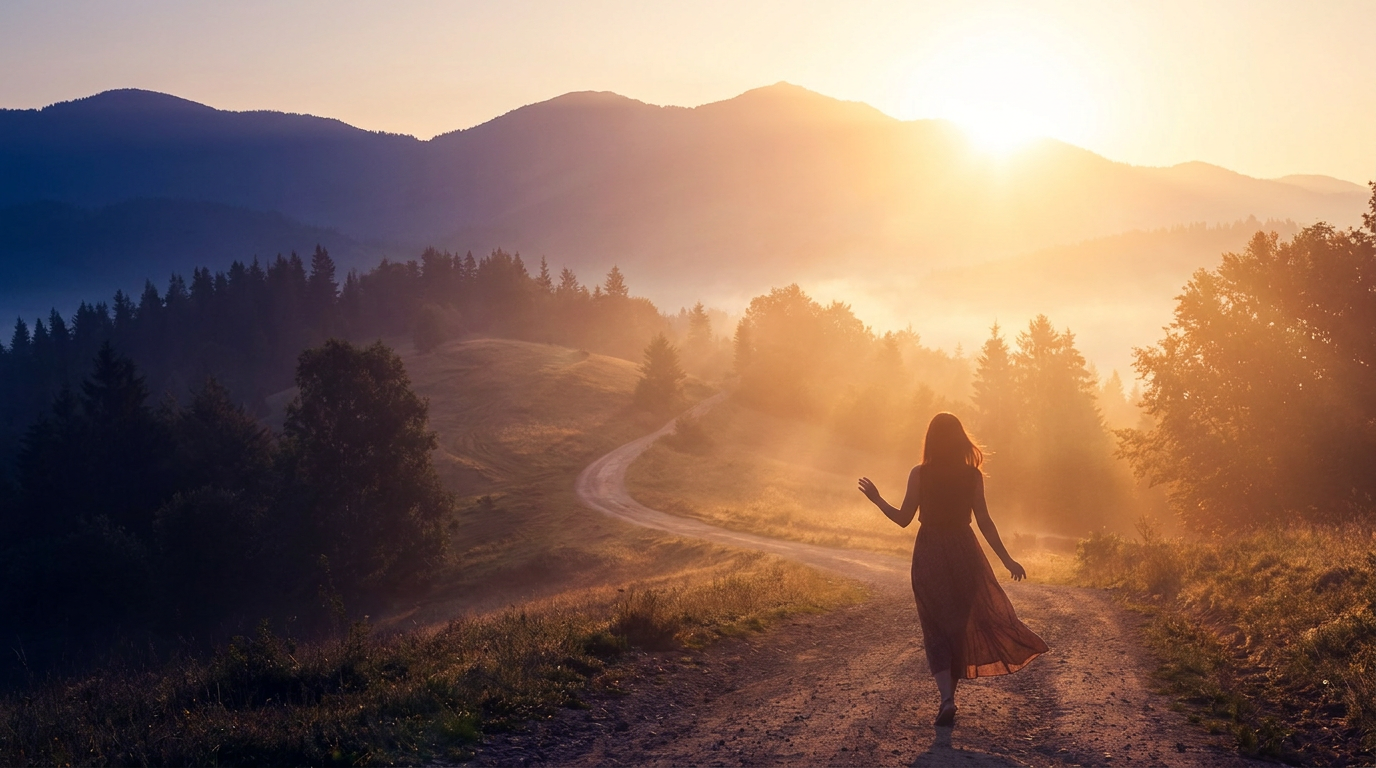 A glowing path through darkness symbolizing walking by faith not by sight
